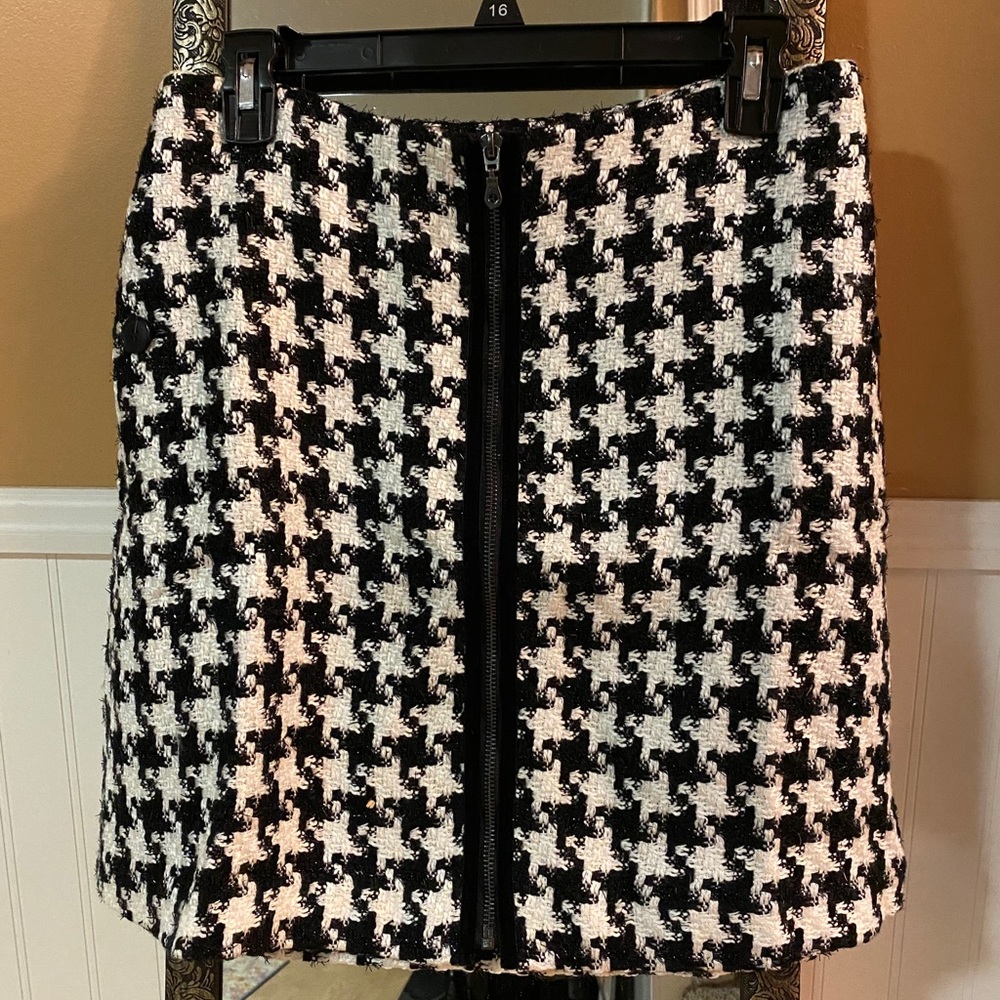 Anthropologie Houndstooth Shine Mini Skirt
